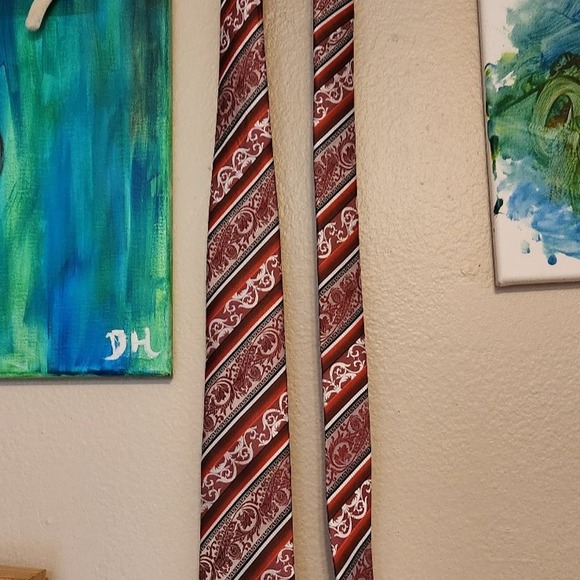 Sparks by John Sparks red tie polyester great mixed patterns in stripes work - Picture 3 of 9